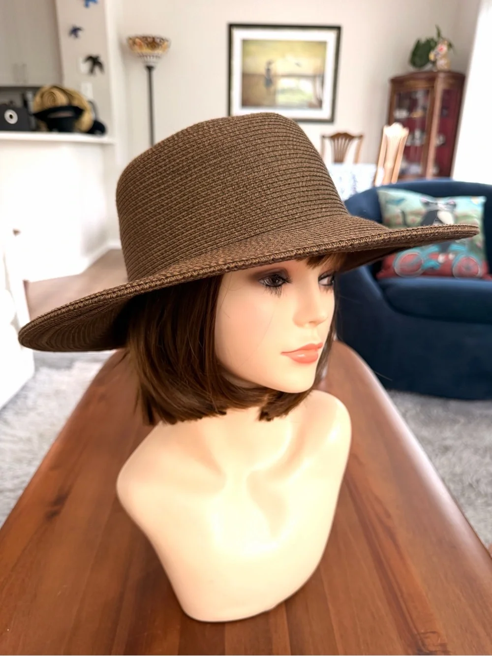 Talbots Chocolate Brown Wide Brim Woven Sun Hat